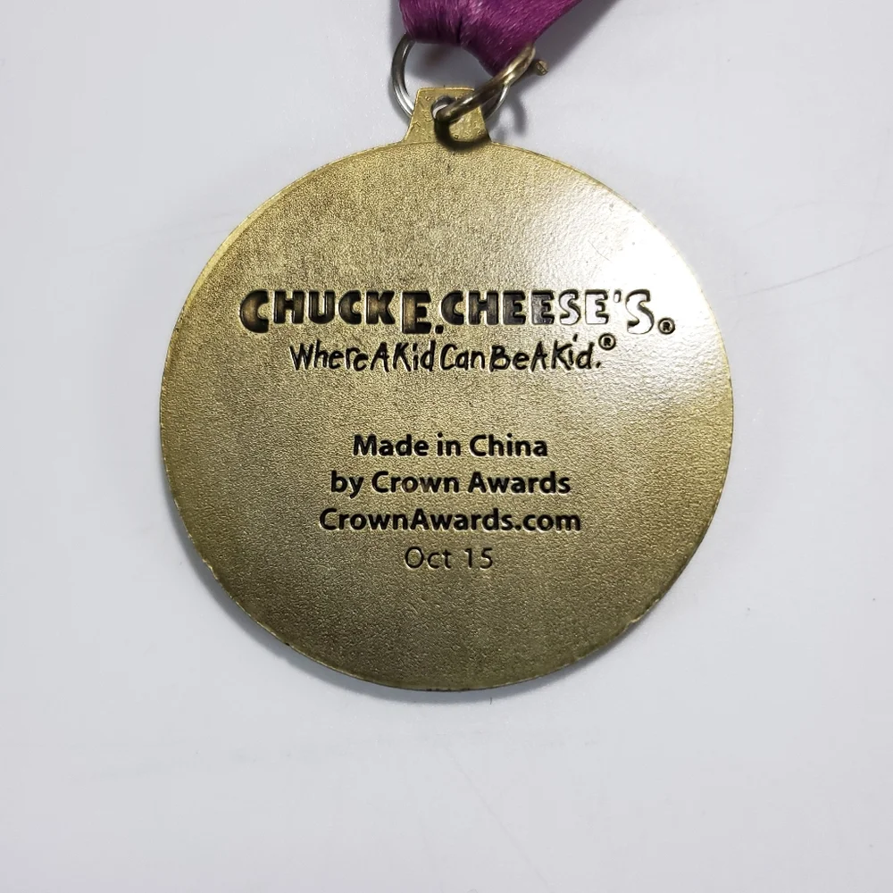 Chuck E. Cheese It's My Party Bronze Tone Coin Medallion & Lanyard